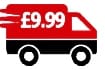 Red delivery van with price