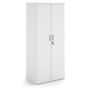 Tall white storage cabinet