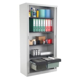 Core Steel Open Tambour Cupboard