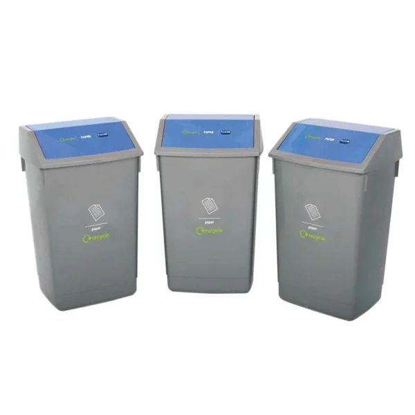 Recycling 3 Bin Kit with Flip Top Lids