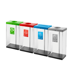 60L Clear Security Recycling Bin With Coloured Lid