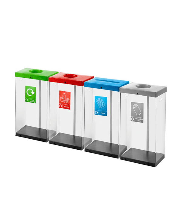 60L Clear Security Recycling Bin With Coloured Lid