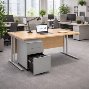 Maestro Straight Desk With Steel Pedestal