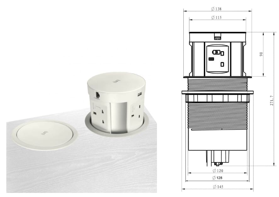 a drawing of a white electrical outlet