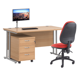 Maestro Bundle 3 Maestro 25 straight desk and 2 drawer pedestal