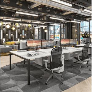 Connex Scalloped 4 Person Bench Desk