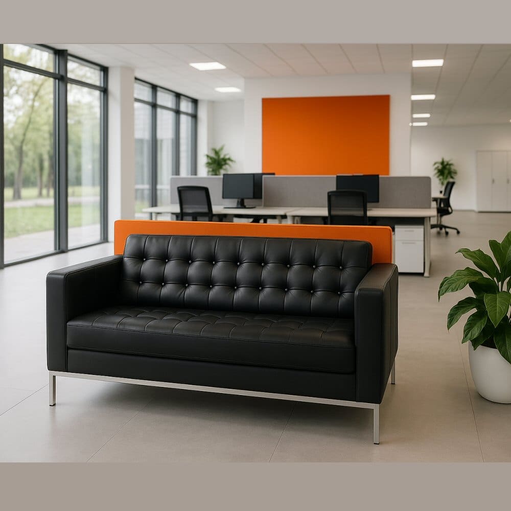 Venice Italian Black Faux Leather Sofa