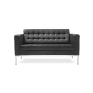 Venice Italian Black Faux Leather Sofa