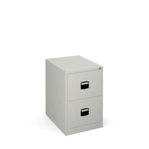 A gray filing cabinet