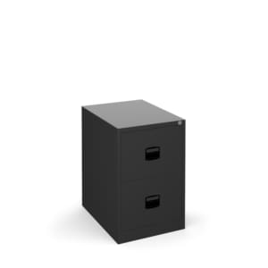 Black two-drawer filing cabinet