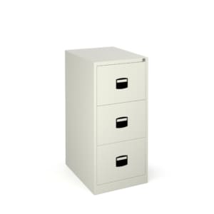 White three-drawer file cabinet