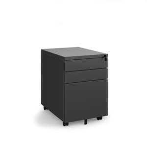 A black filing cabinet