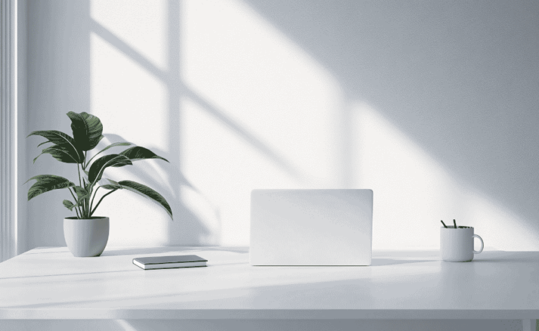 decluttered desk